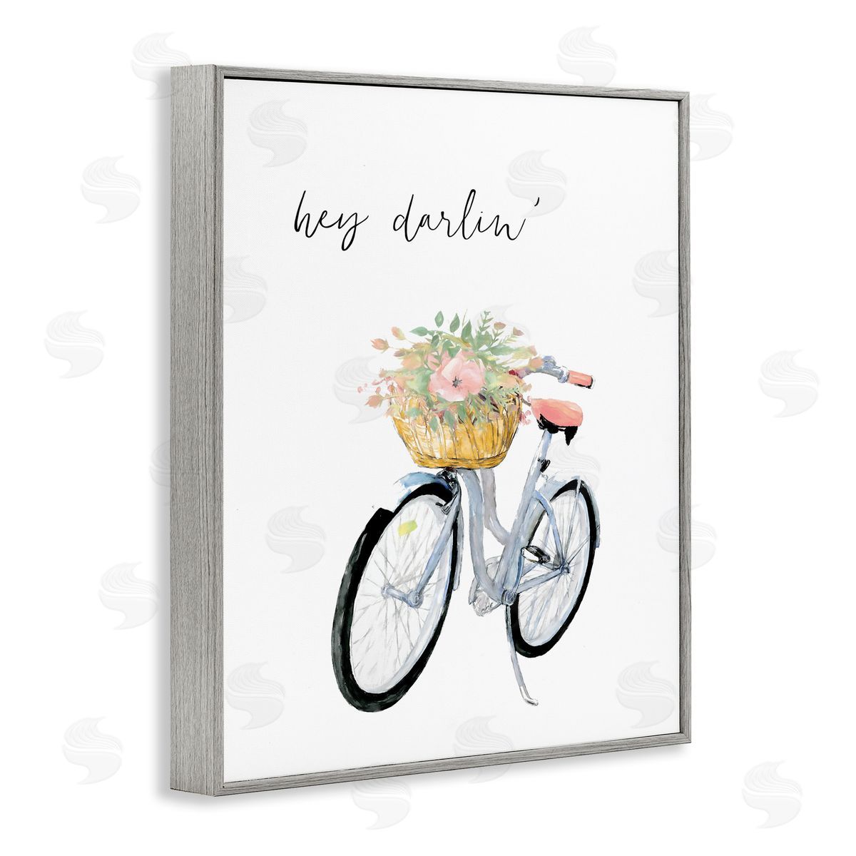 Dogwood Portfolio Hey Darlin' Phrase Blue Handlebar Bicycle Floral Basket