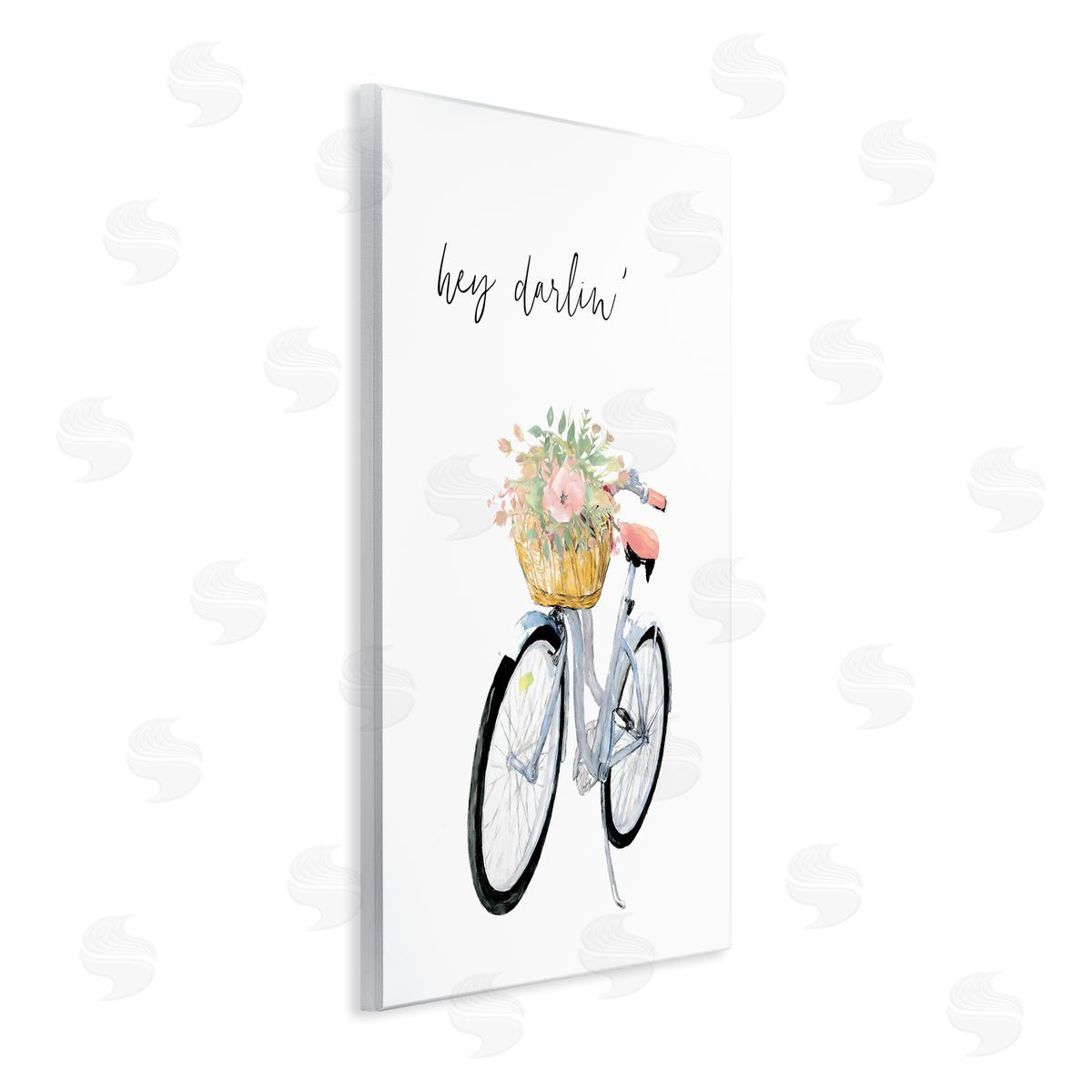 Dogwood Portfolio Hey Darlin' Phrase Blue Handlebar Bicycle Floral Basket