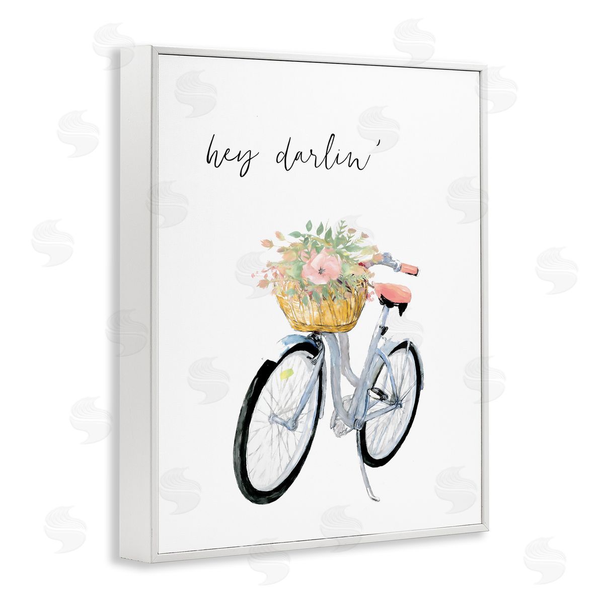 Dogwood Portfolio Hey Darlin' Phrase Blue Handlebar Bicycle Floral Basket