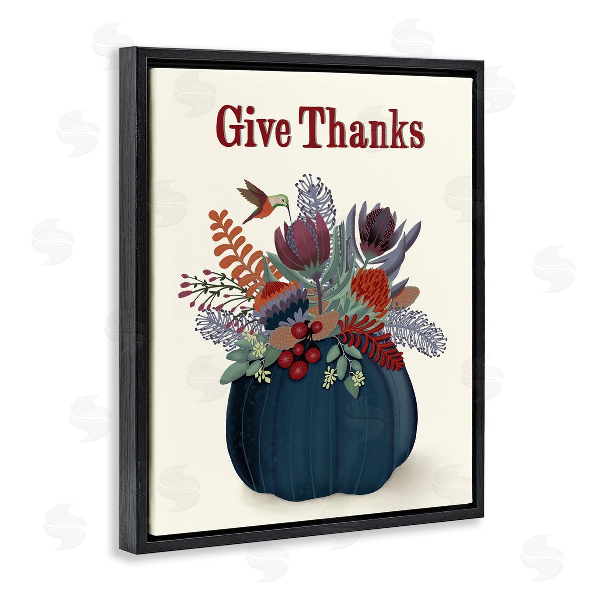 Darlene Seale Give Thanks Blue Autumn Harvest Pumpkin Tropical Florals