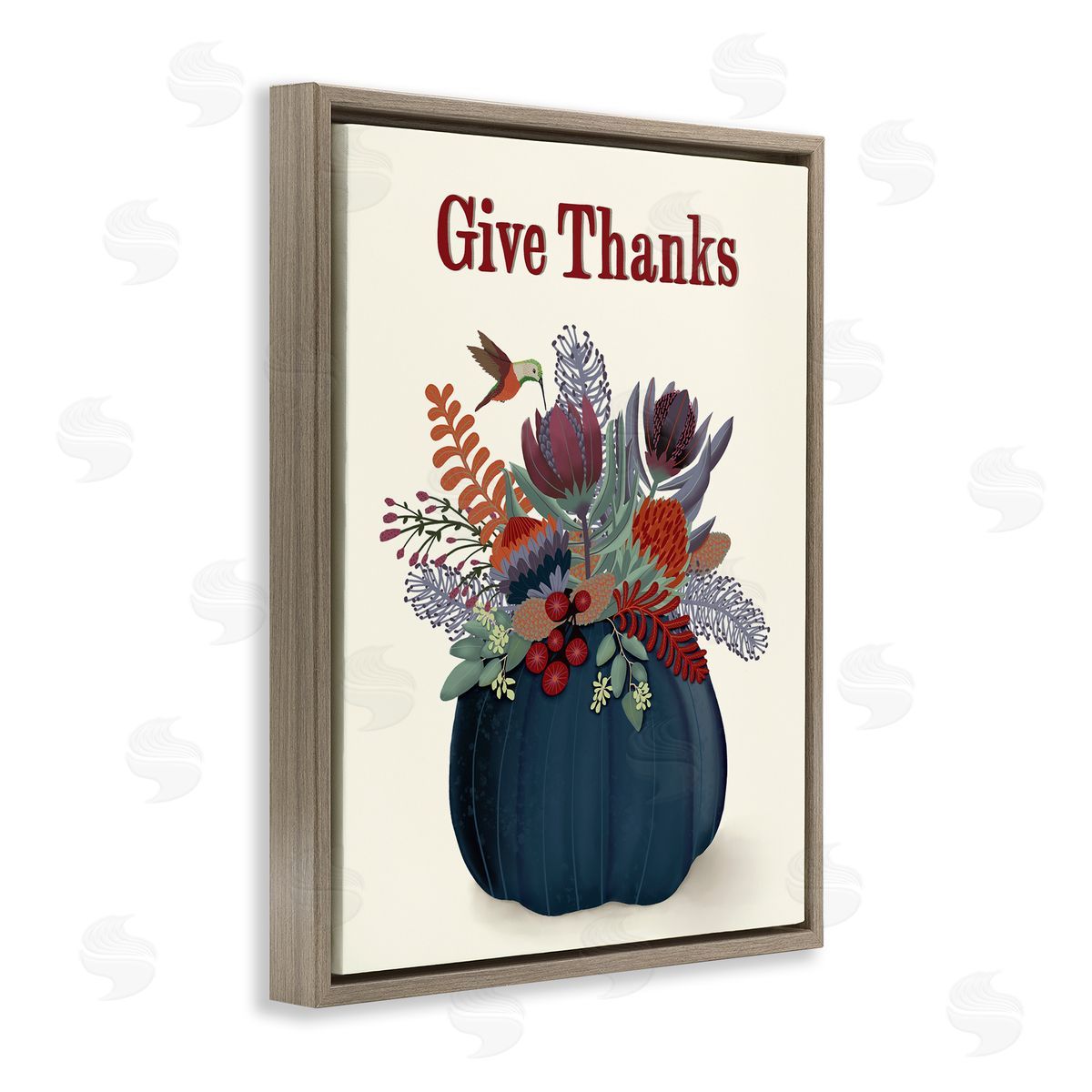 Darlene Seale Give Thanks Blue Autumn Harvest Pumpkin Tropical Florals