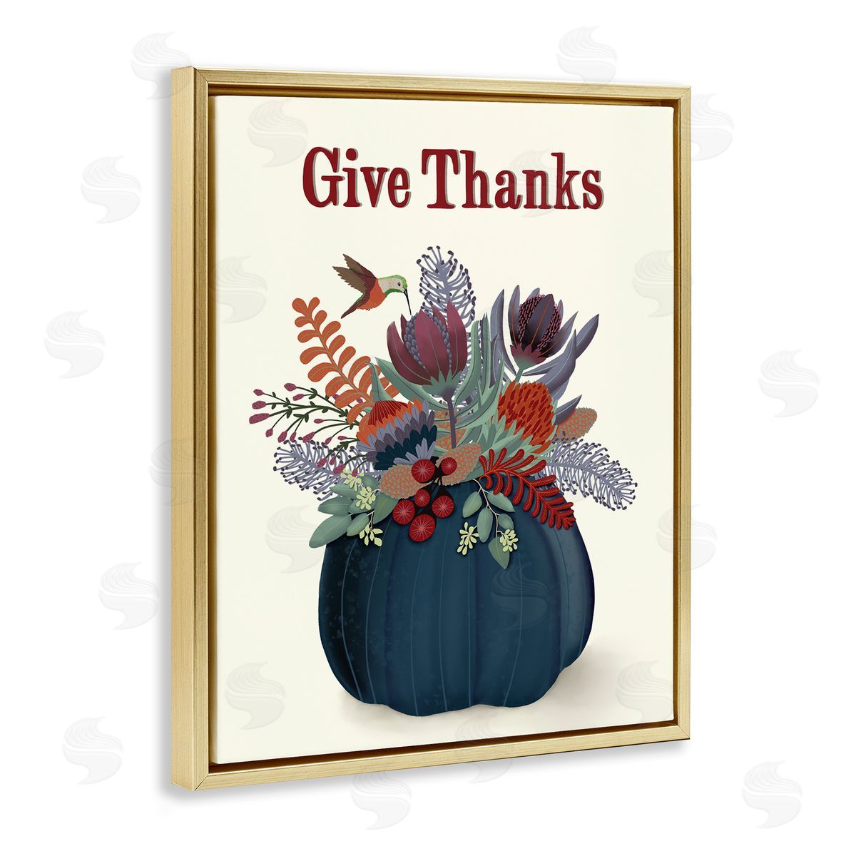 Darlene Seale Give Thanks Blue Autumn Harvest Pumpkin Tropical Florals