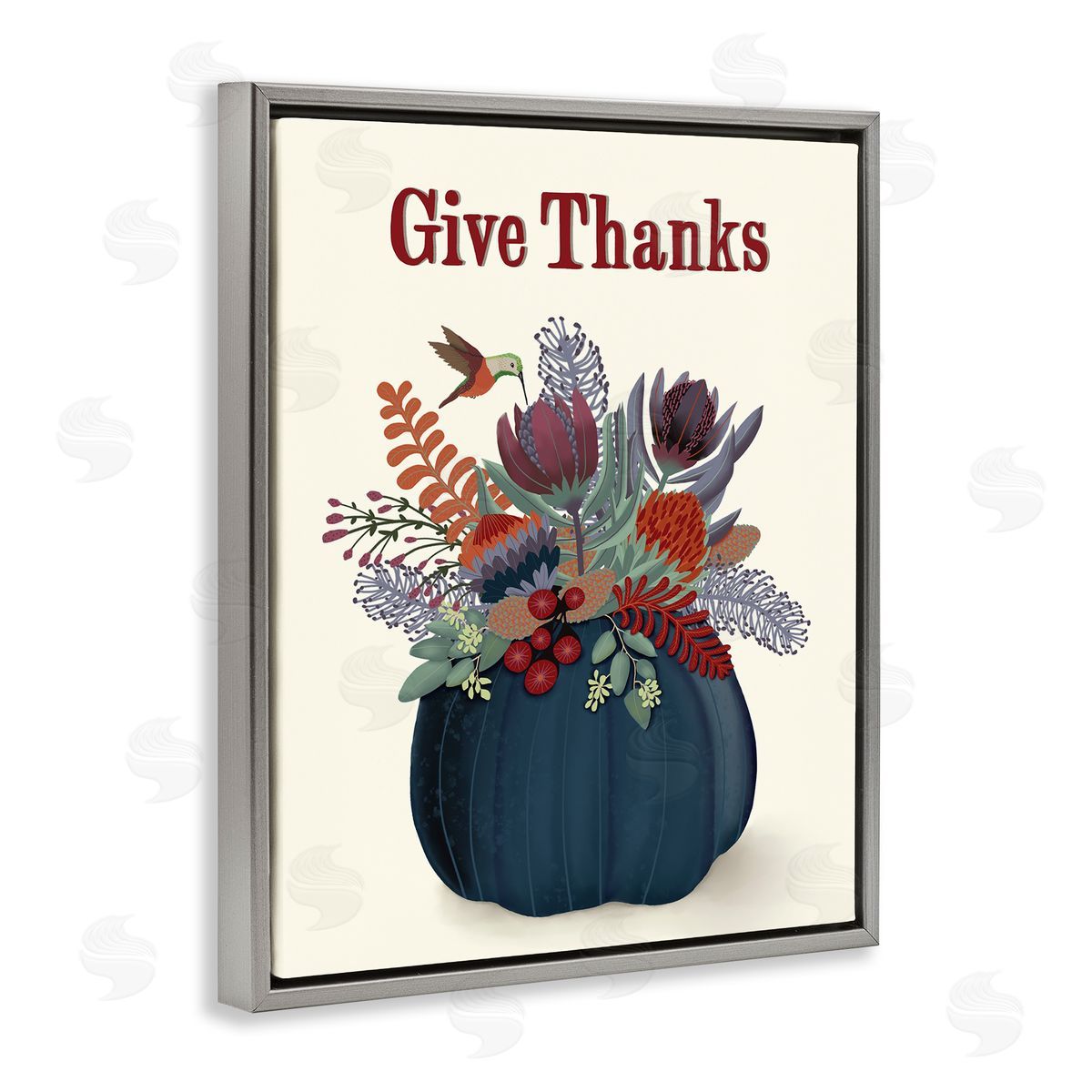 Darlene Seale Give Thanks Blue Autumn Harvest Pumpkin Tropical Florals