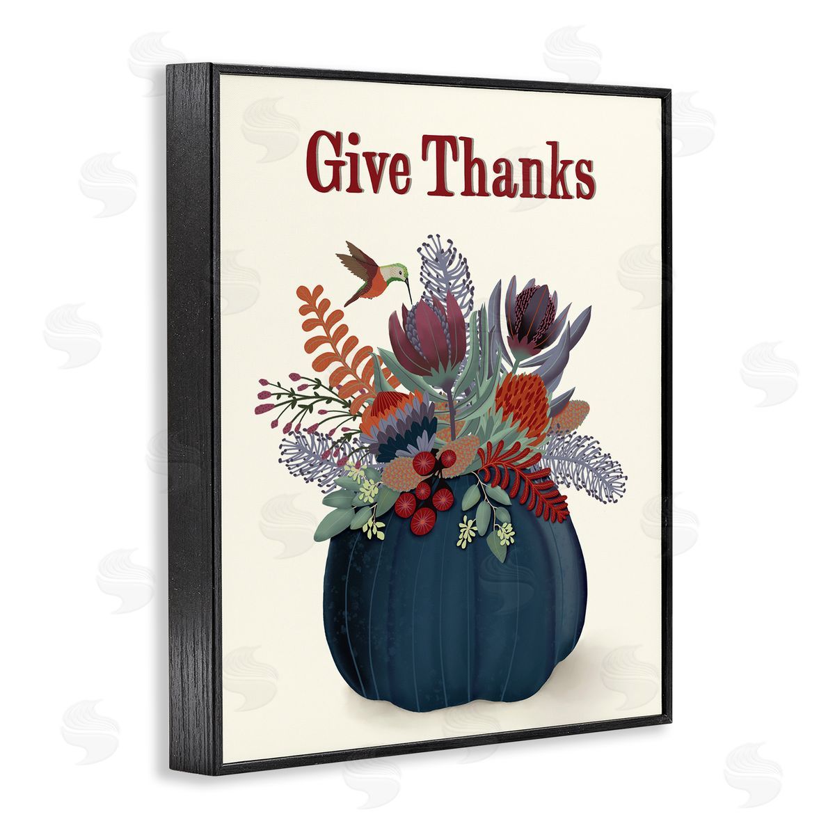 Darlene Seale Give Thanks Blue Autumn Harvest Pumpkin Tropical Florals