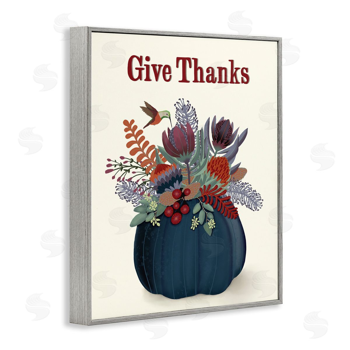 Darlene Seale Give Thanks Blue Autumn Harvest Pumpkin Tropical Florals