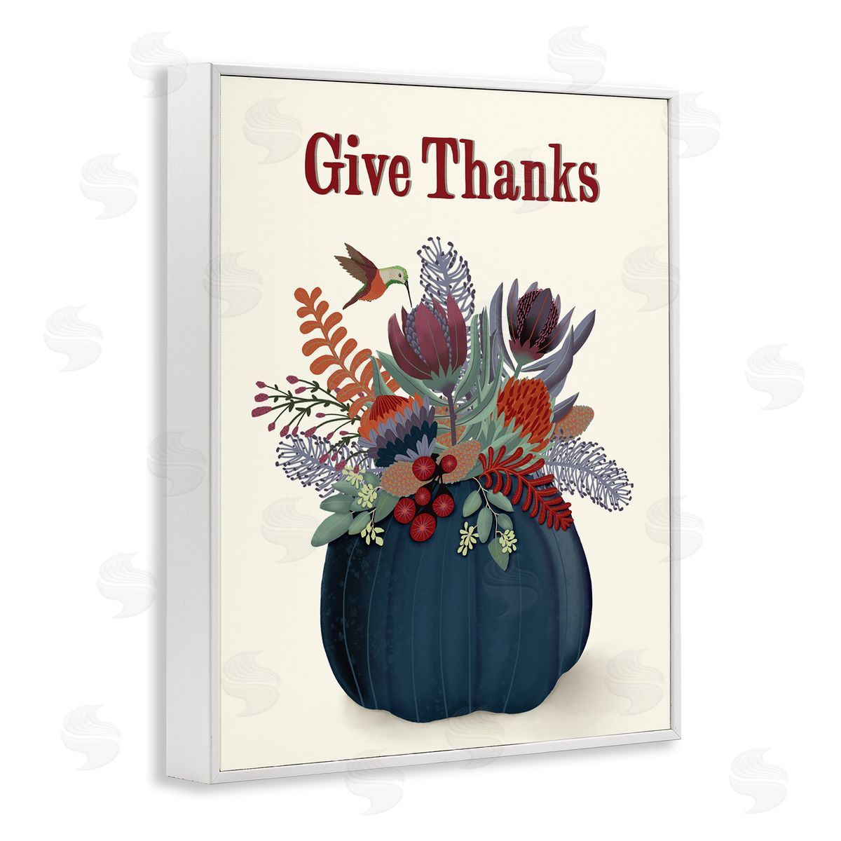 Darlene Seale Give Thanks Blue Autumn Harvest Pumpkin Tropical Florals