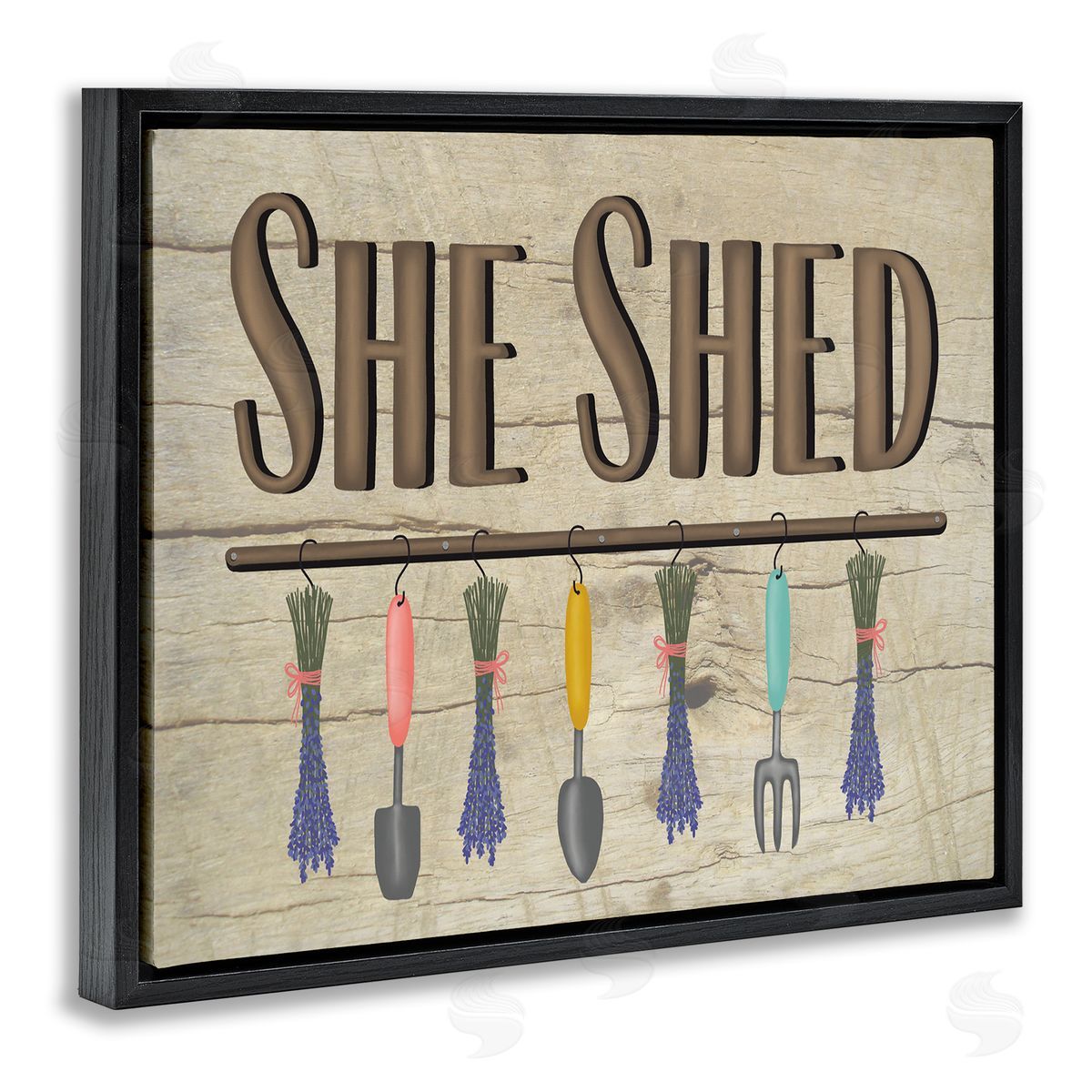 Darlene Seale Rustic She Shed Phrase Lavender Bunches Garden Tools