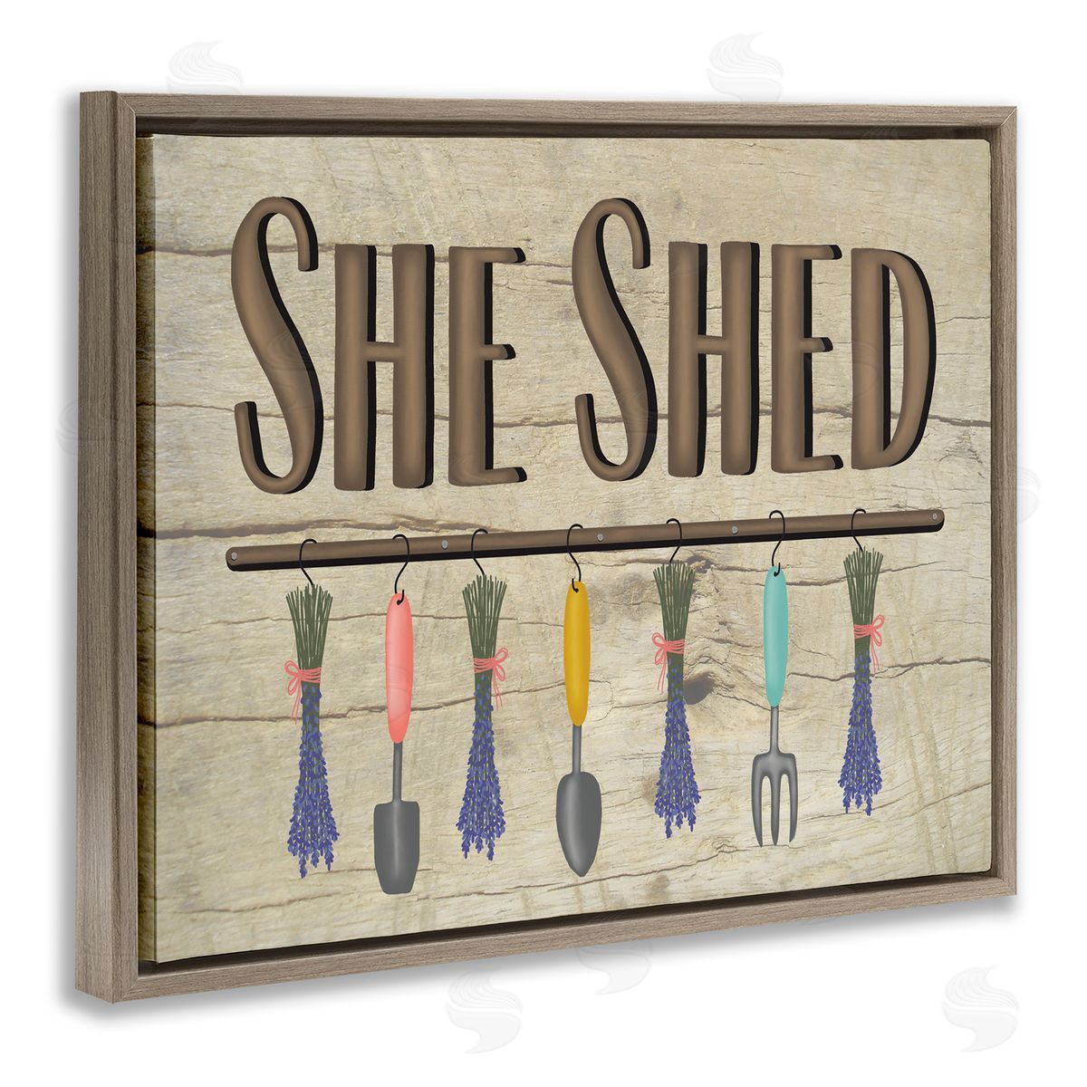 Darlene Seale Rustic She Shed Phrase Lavender Bunches Garden Tools