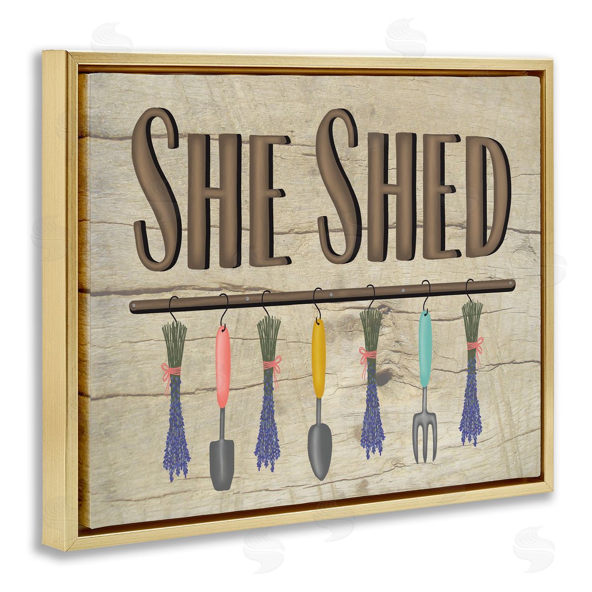 Darlene Seale Rustic She Shed Phrase Lavender Bunches Garden Tools