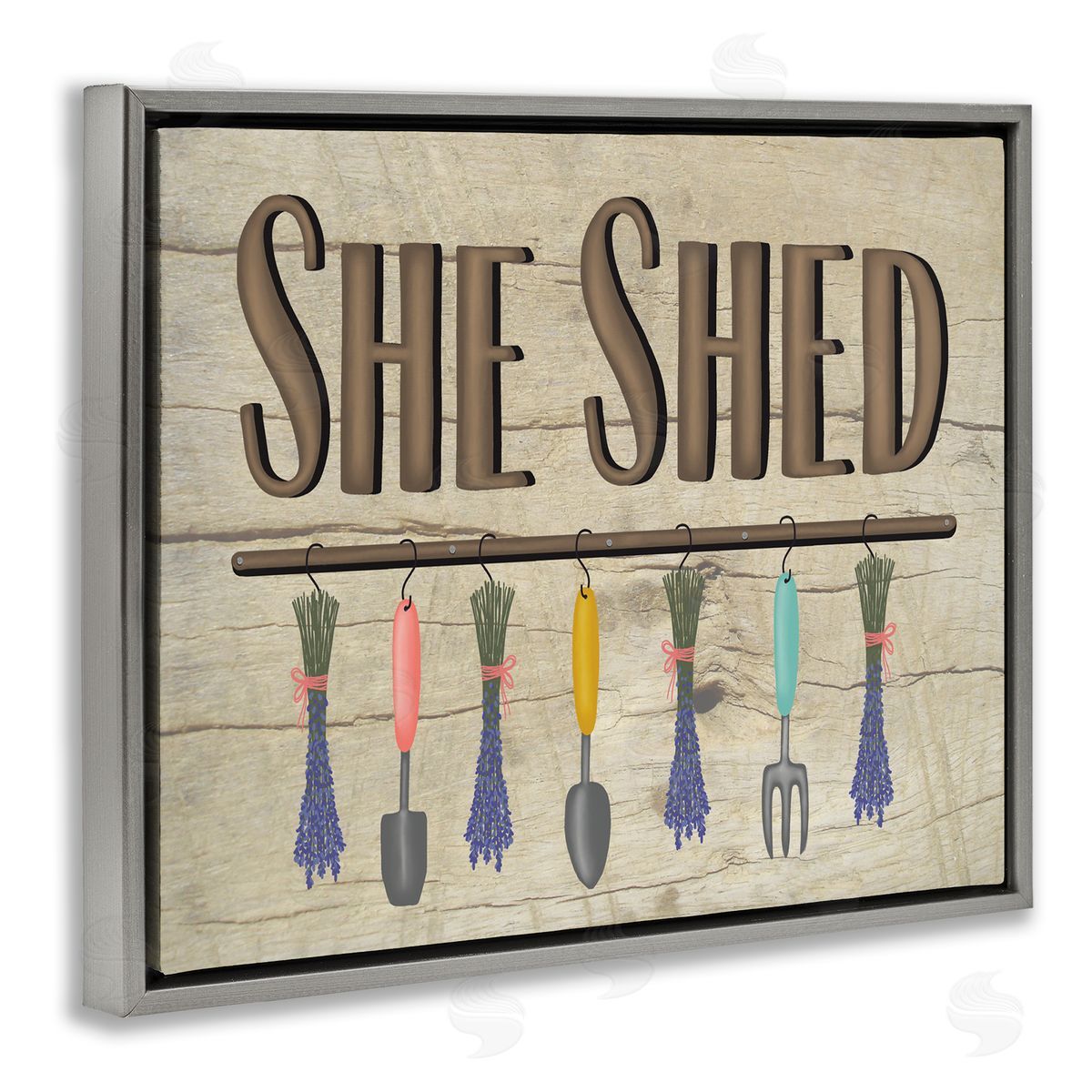Darlene Seale Rustic She Shed Phrase Lavender Bunches Garden Tools
