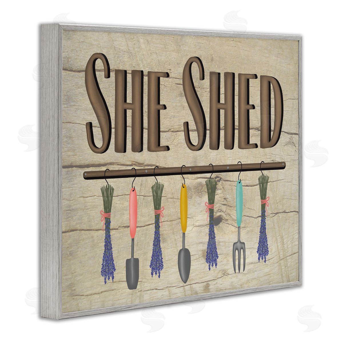 Darlene Seale Rustic She Shed Phrase Lavender Bunches Garden Tools