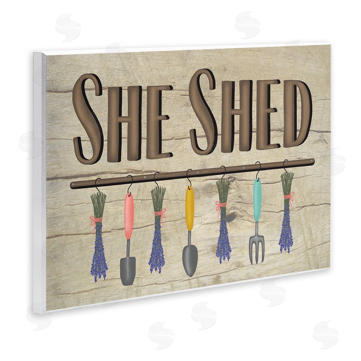 Darlene Seale Rustic She Shed Phrase Lavender Bunches Garden Tools