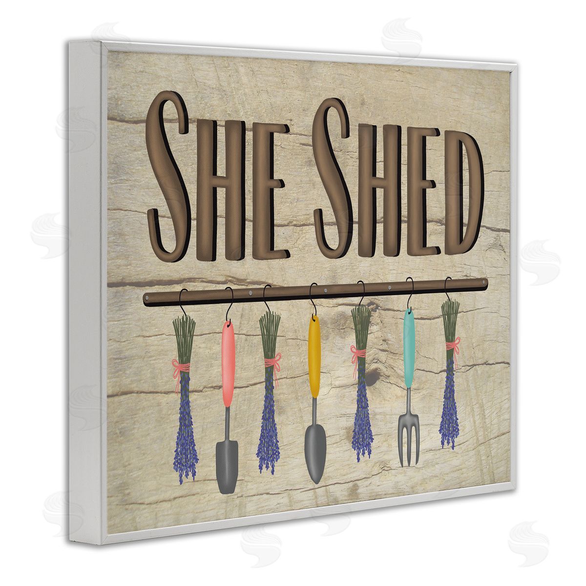 Darlene Seale Rustic She Shed Phrase Lavender Bunches Garden Tools