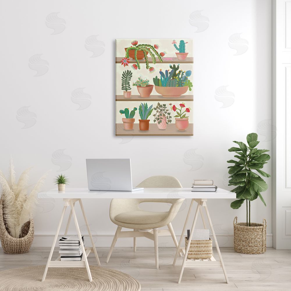 Darlene Seale Modern Chic Succulent Shelve Illustration Fun Cacti