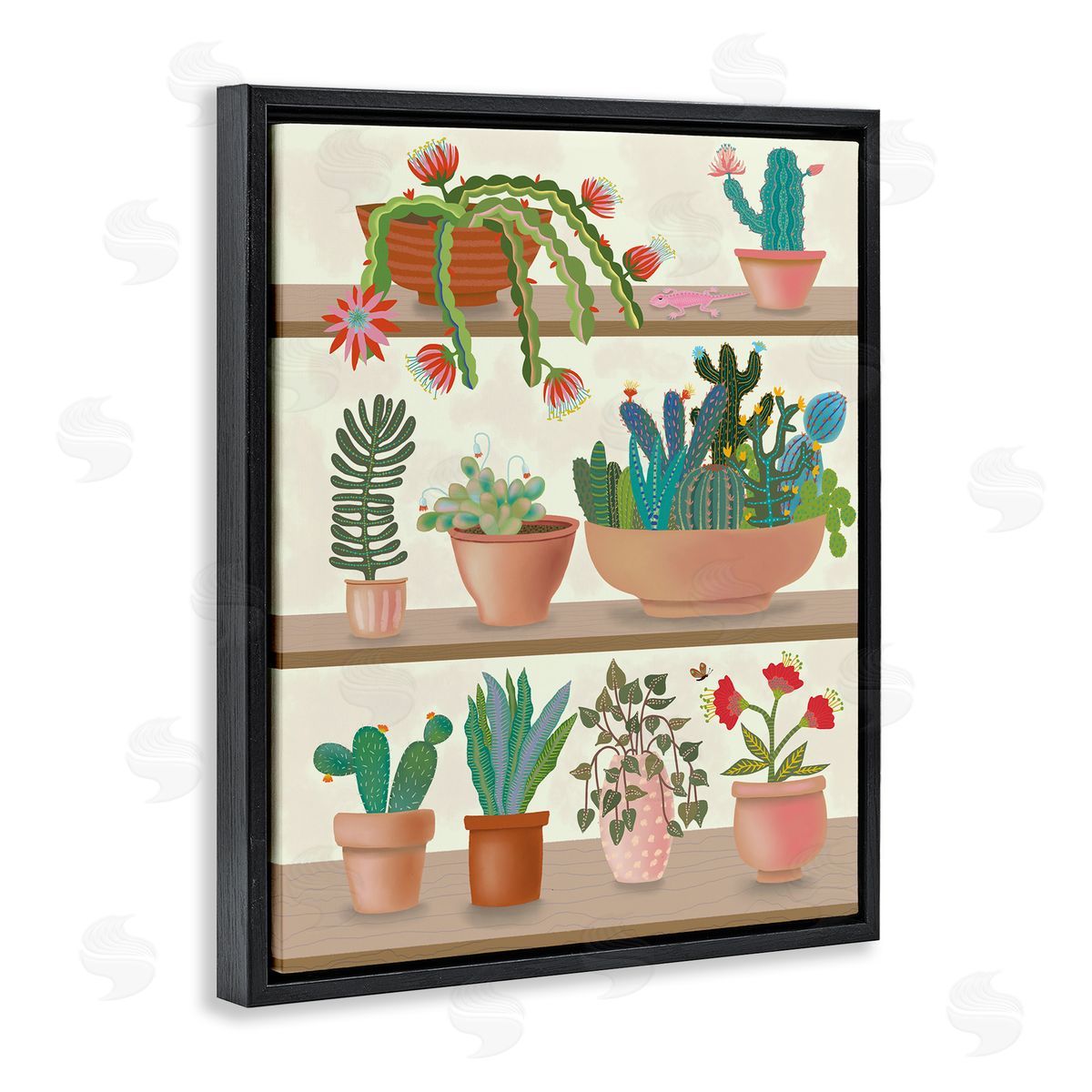 Darlene Seale Modern Chic Succulent Shelve Illustration Fun Cacti