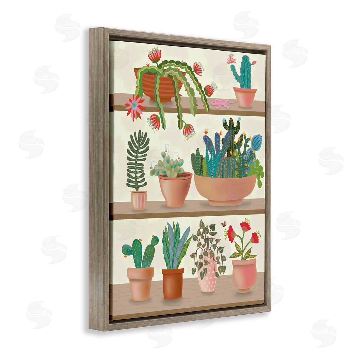 Darlene Seale Modern Chic Succulent Shelve Illustration Fun Cacti