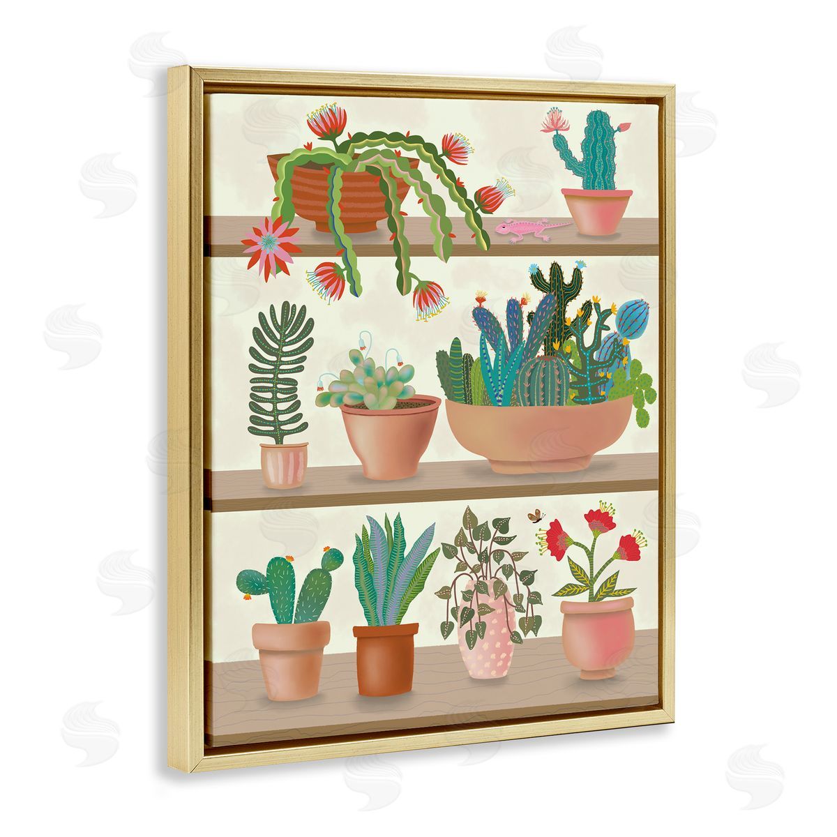 Darlene Seale Modern Chic Succulent Shelve Illustration Fun Cacti