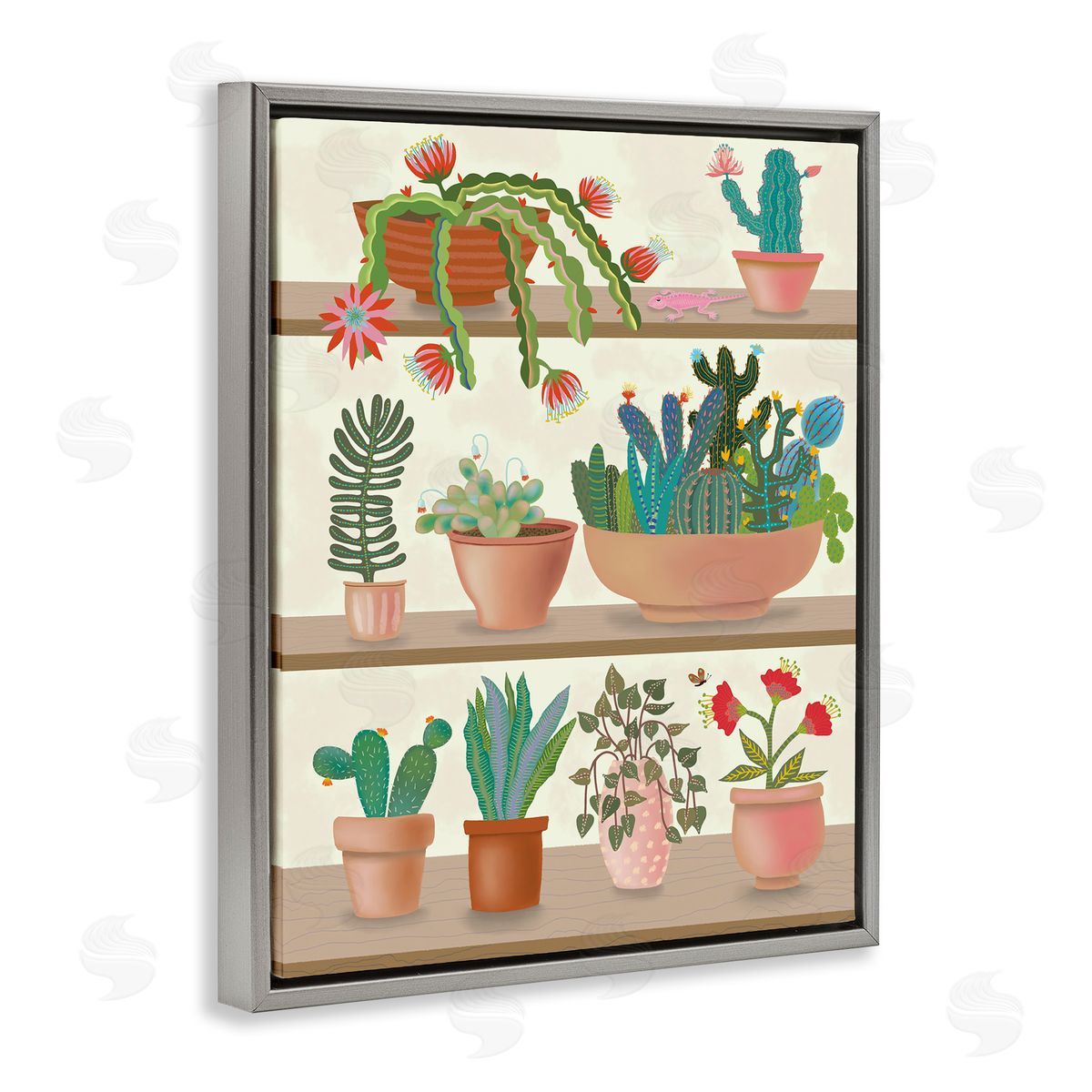 Darlene Seale Modern Chic Succulent Shelve Illustration Fun Cacti