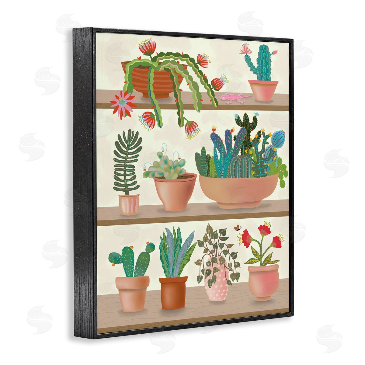 Darlene Seale Modern Chic Succulent Shelve Illustration Fun Cacti