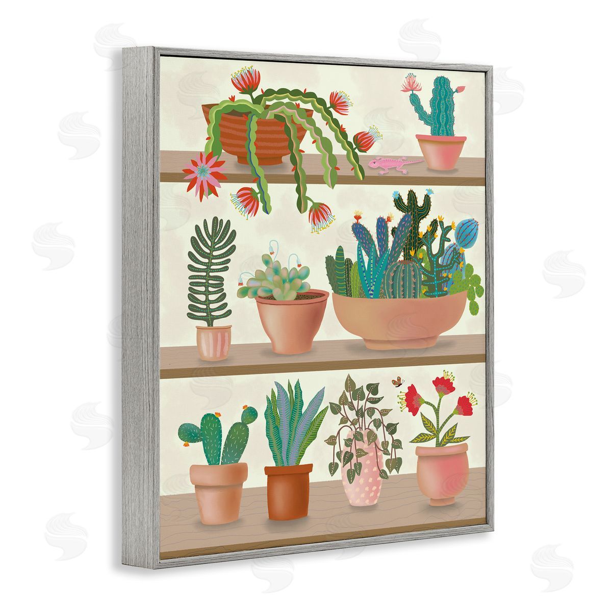 Darlene Seale Modern Chic Succulent Shelve Illustration Fun Cacti