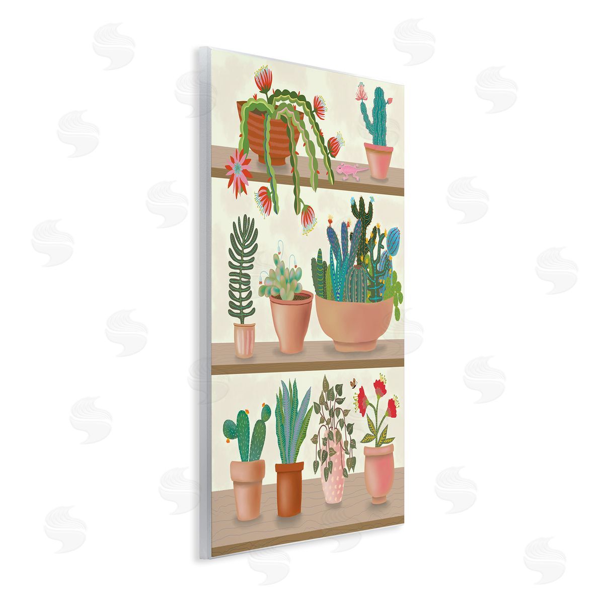 Darlene Seale Modern Chic Succulent Shelve Illustration Fun Cacti