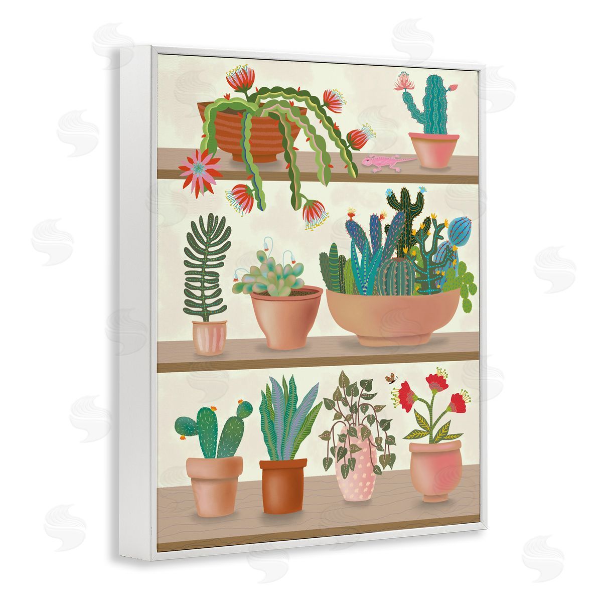 Darlene Seale Modern Chic Succulent Shelve Illustration Fun Cacti