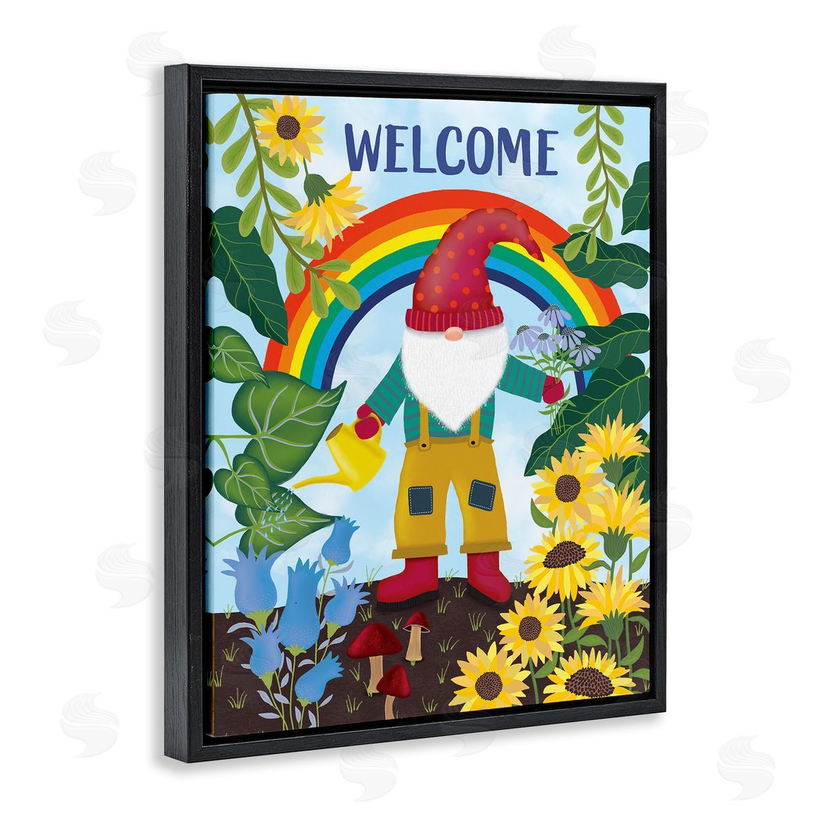 Darlene Seale Rainbow Welcome Garden Gnome Sunflowers Mushrooms