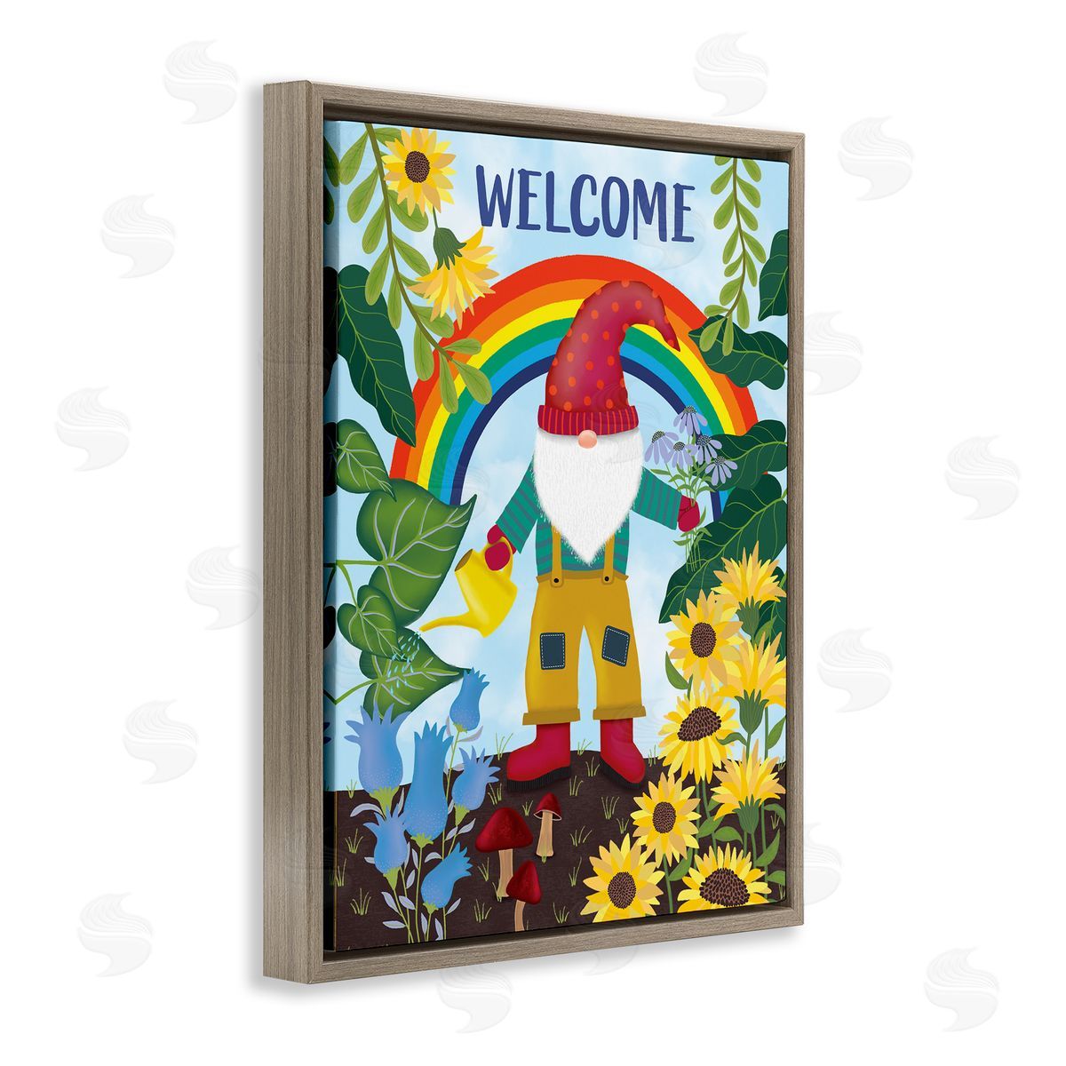 Darlene Seale Rainbow Welcome Garden Gnome Sunflowers Mushrooms