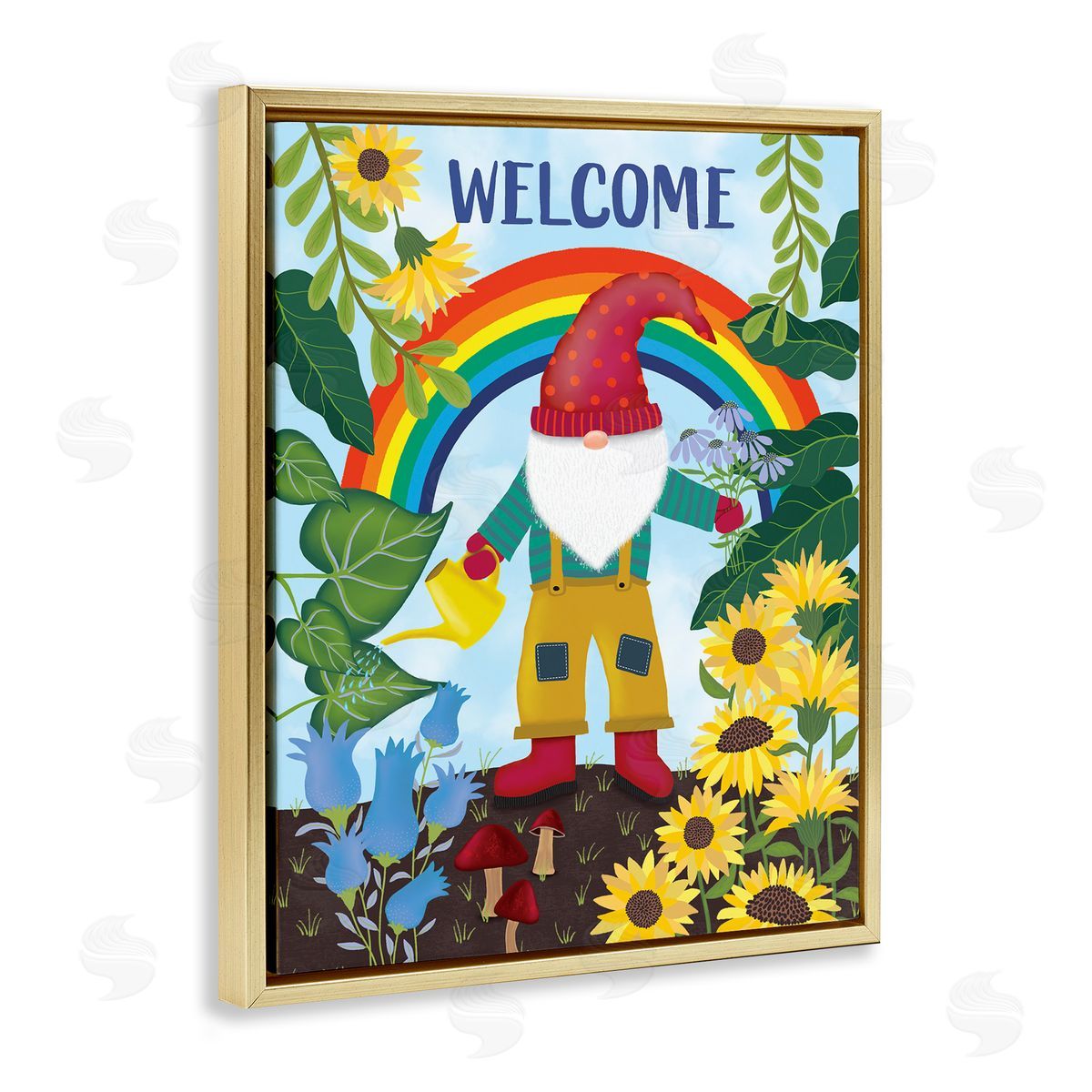 Darlene Seale Rainbow Welcome Garden Gnome Sunflowers Mushrooms