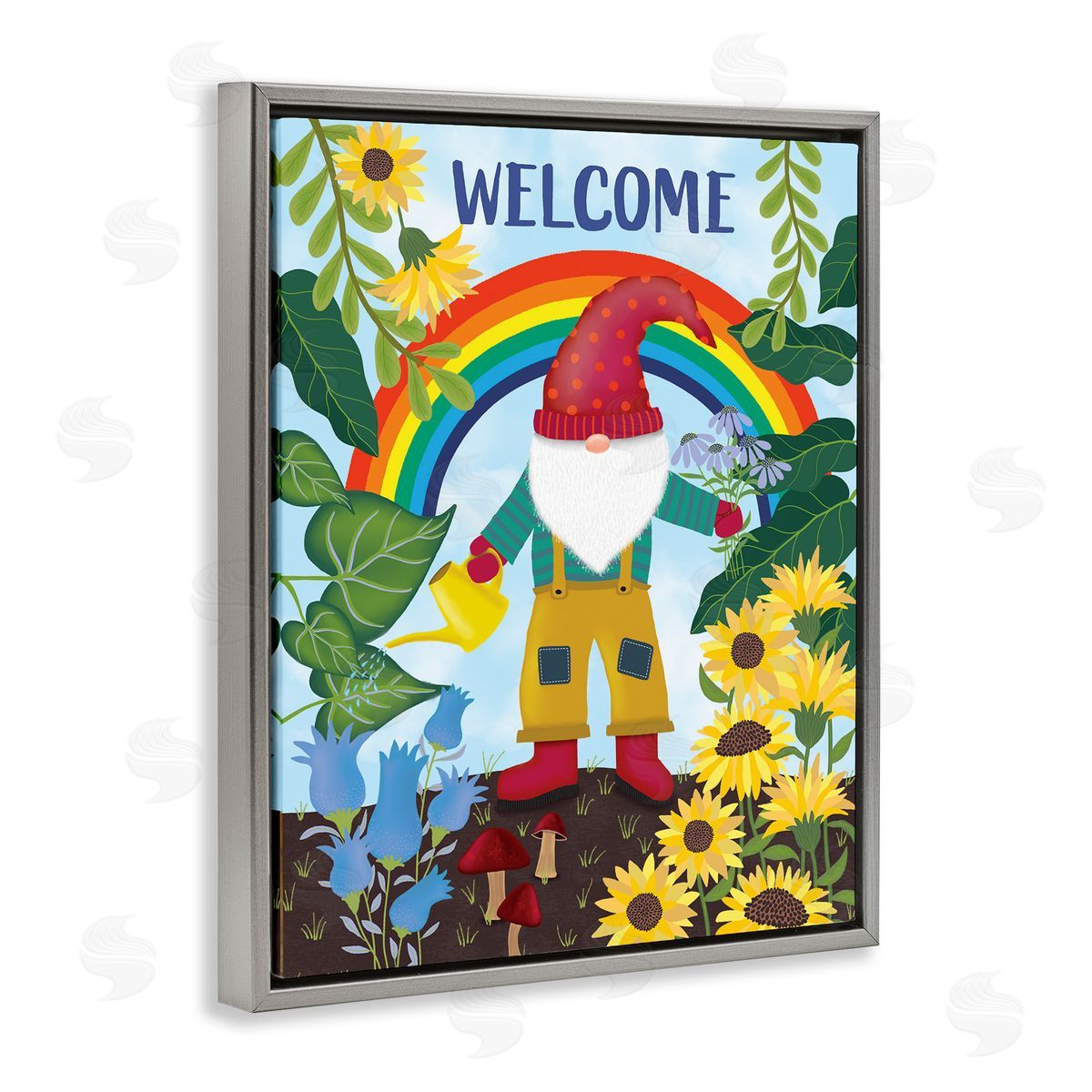 Darlene Seale Rainbow Welcome Garden Gnome Sunflowers Mushrooms