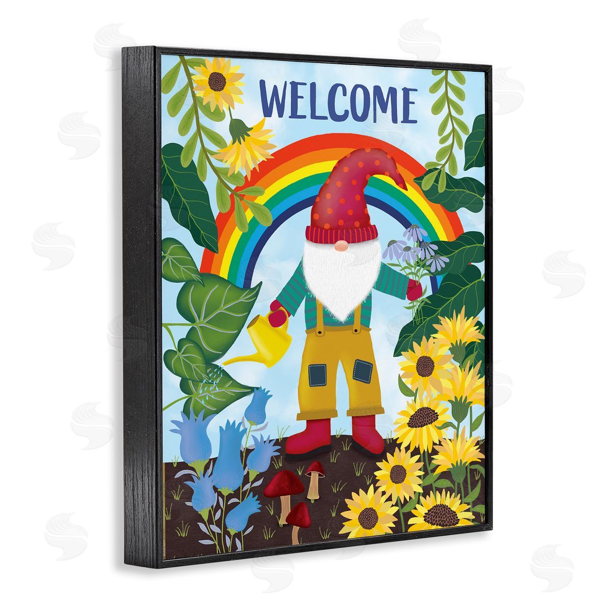 Darlene Seale Rainbow Welcome Garden Gnome Sunflowers Mushrooms