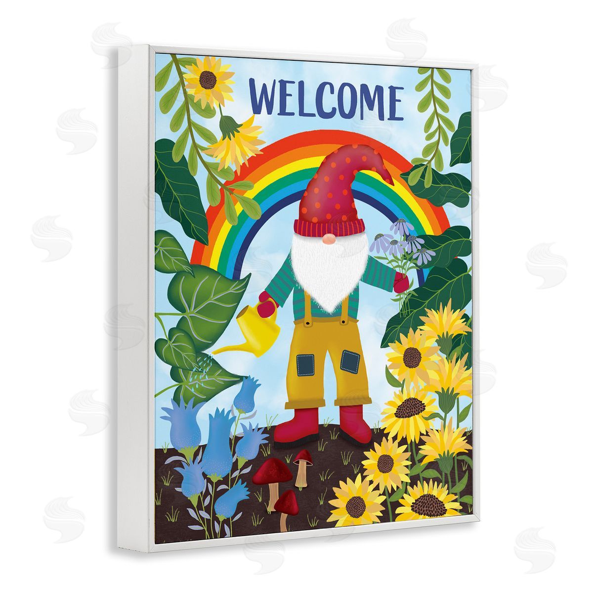 Darlene Seale Rainbow Welcome Garden Gnome Sunflowers Mushrooms