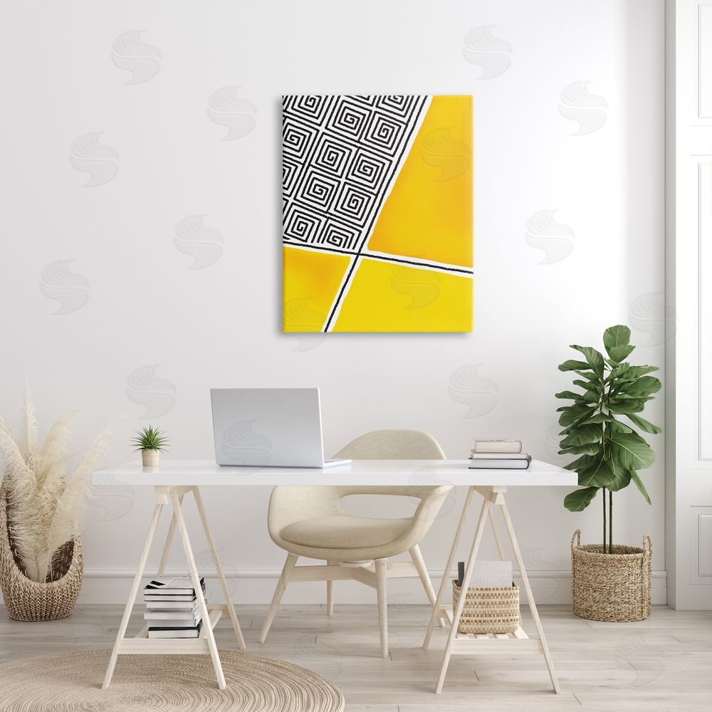 Darlene Seale Asymmetrical Geometrical Yellow Squares Abstract Lines