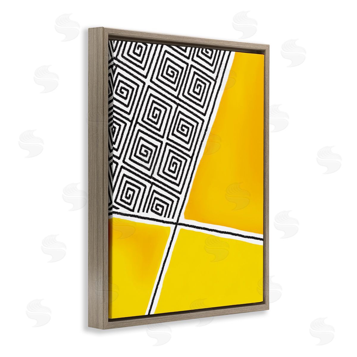 Darlene Seale Asymmetrical Geometrical Yellow Squares Abstract Lines