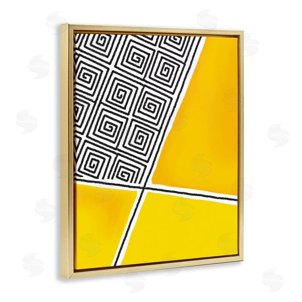 Darlene Seale Asymmetrical Geometrical Yellow Squares Abstract Lines