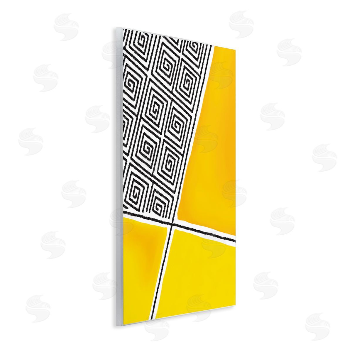 Darlene Seale Asymmetrical Geometrical Yellow Squares Abstract Lines