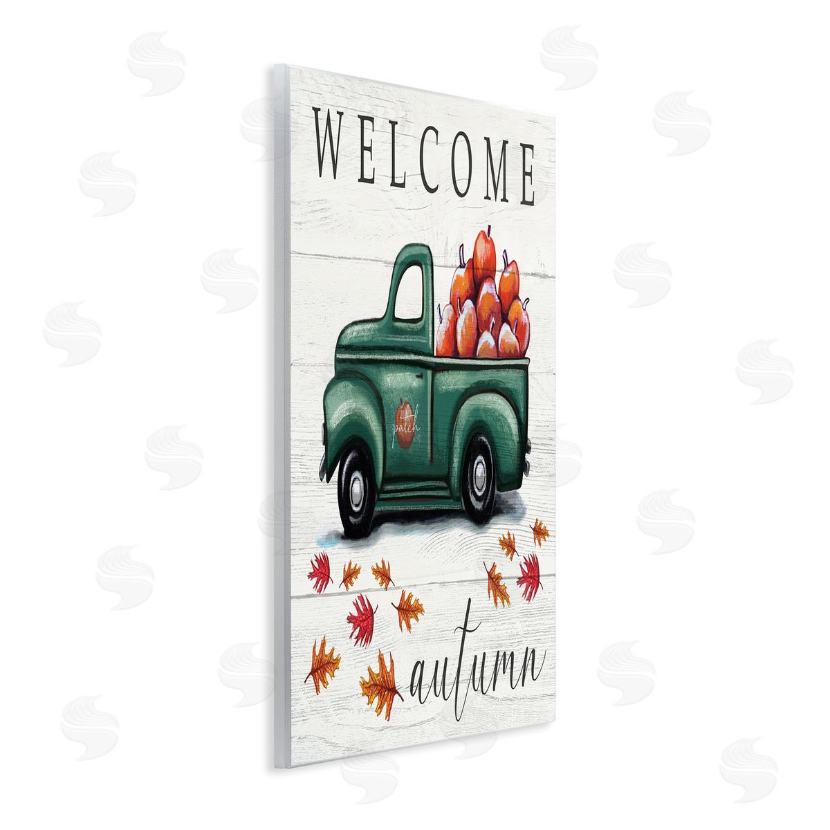 Elizabeth Tyndall Green Farm Truck Autumn Apple Harvest Welcome Sign