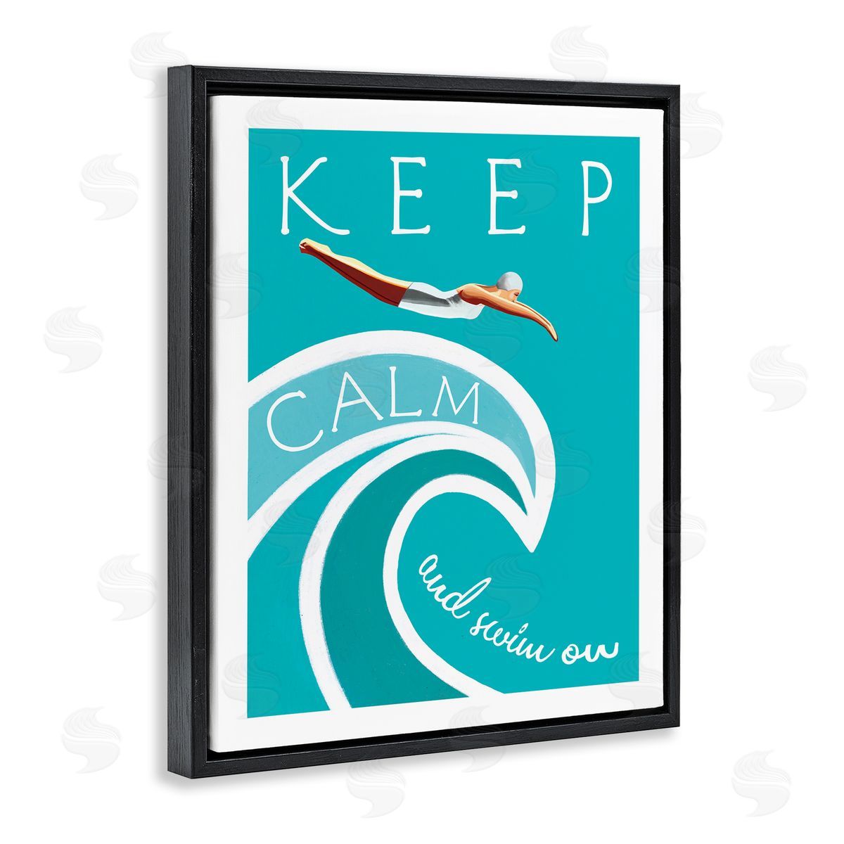 Elizabeth Tyndall Keep Calm Swim On Phrase Female Diver Blue Wave
