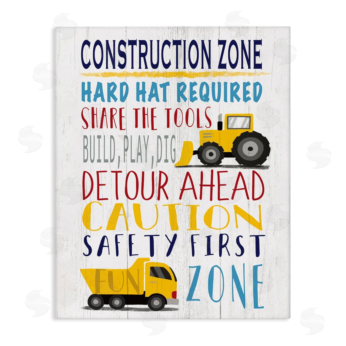 Elizabeth Tyndall Kid's Construction Zone Room Sign Fun Trucks
