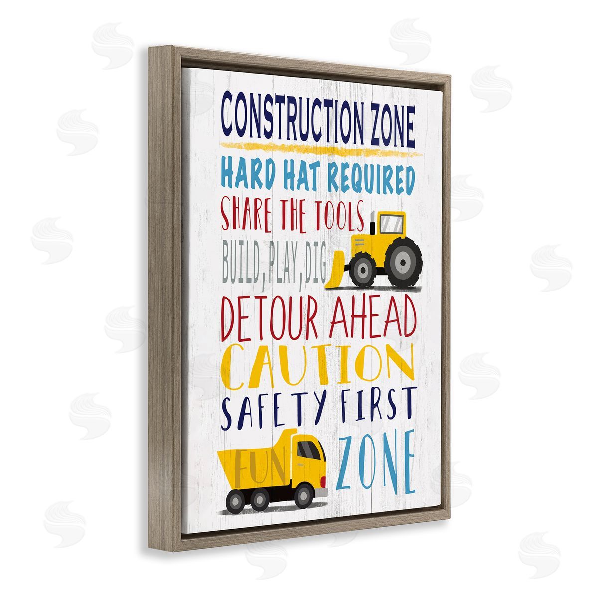 Elizabeth Tyndall Kid's Construction Zone Room Sign Fun Trucks