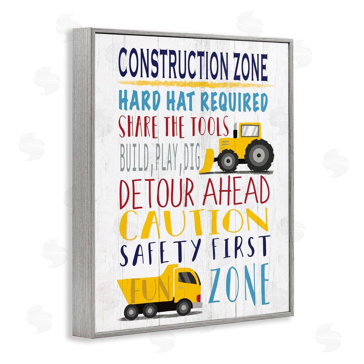 Elizabeth Tyndall Kid's Construction Zone Room Sign Fun Trucks