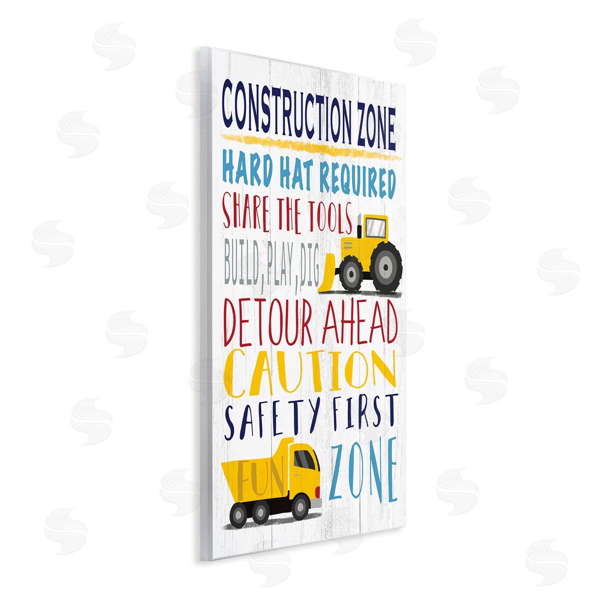 Elizabeth Tyndall Kid's Construction Zone Room Sign Fun Trucks
