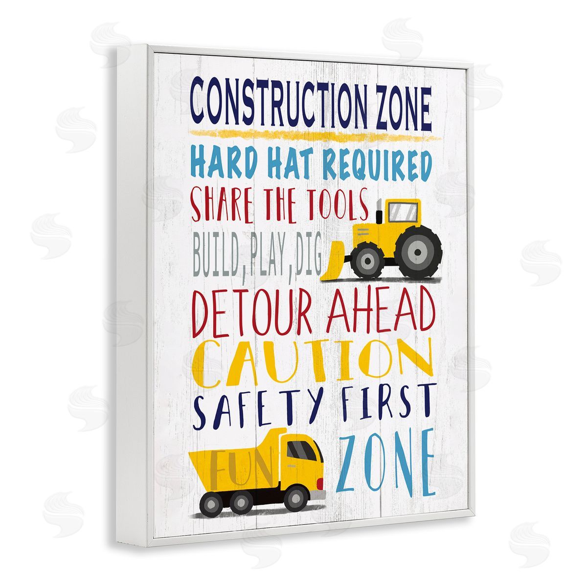 Elizabeth Tyndall Kid's Construction Zone Room Sign Fun Trucks