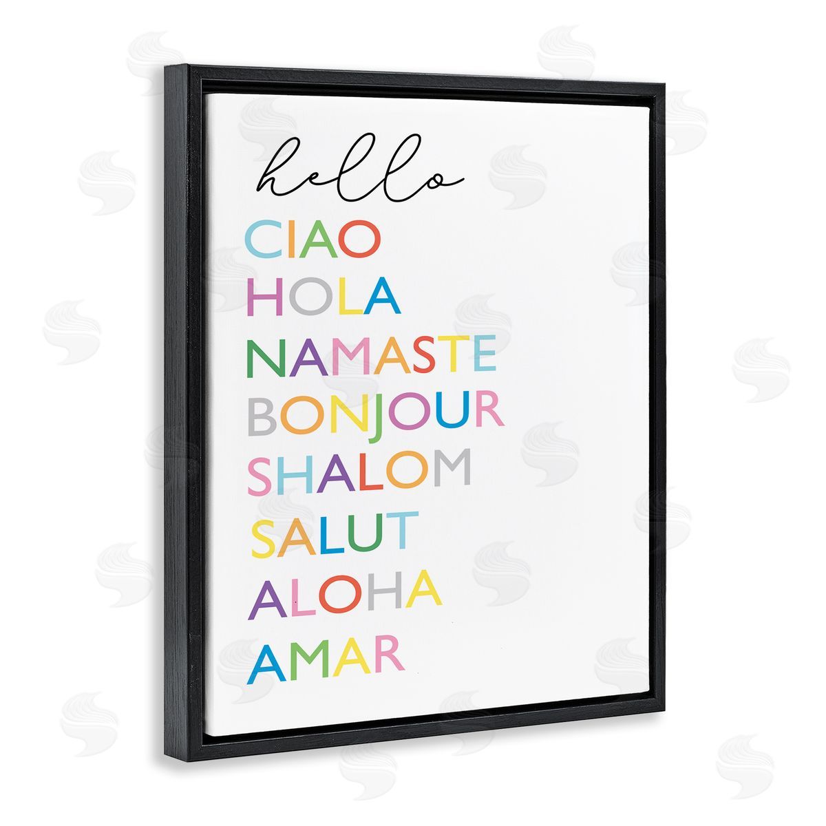 Elizabeth Tyndall Hello Ciao Hola Namaste Greetings Rainbow Typography