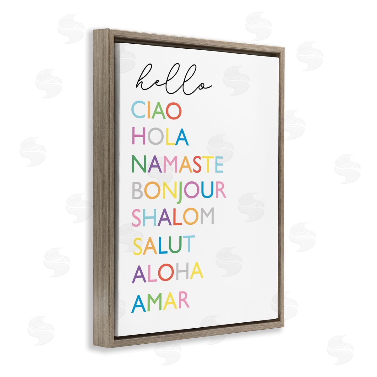 Elizabeth Tyndall Hello Ciao Hola Namaste Greetings Rainbow Typography