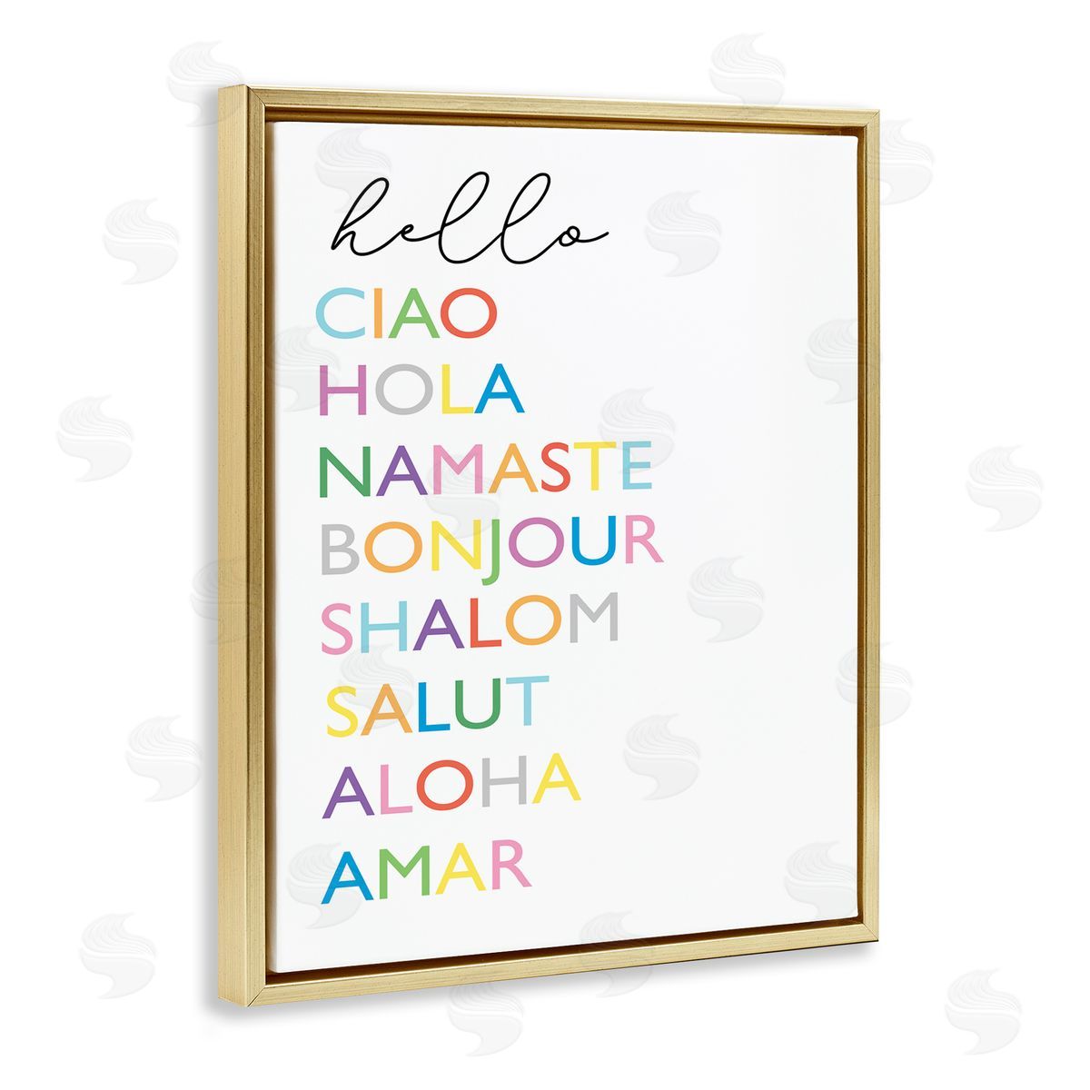 Elizabeth Tyndall Hello Ciao Hola Namaste Greetings Rainbow Typography