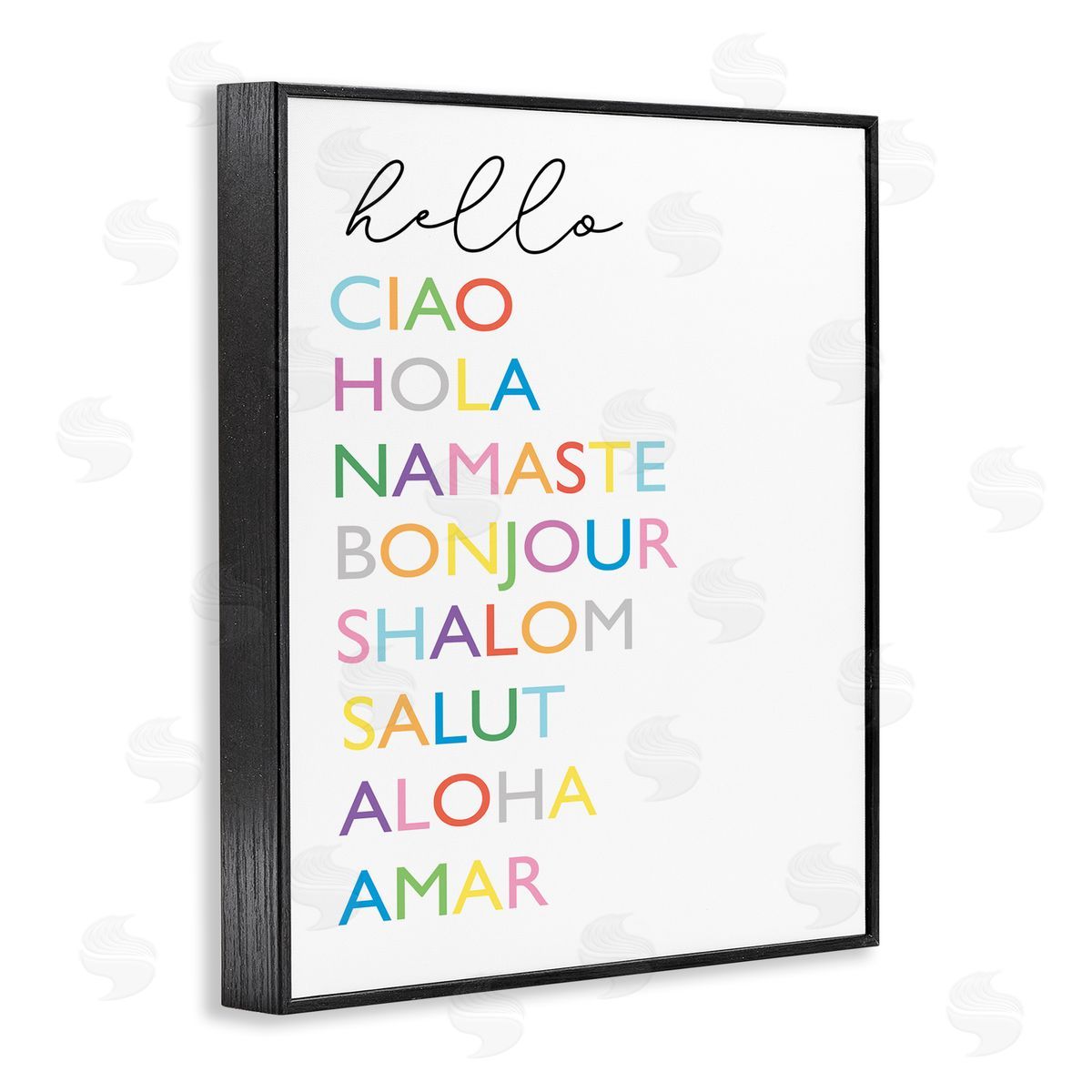 Elizabeth Tyndall Hello Ciao Hola Namaste Greetings Rainbow Typography