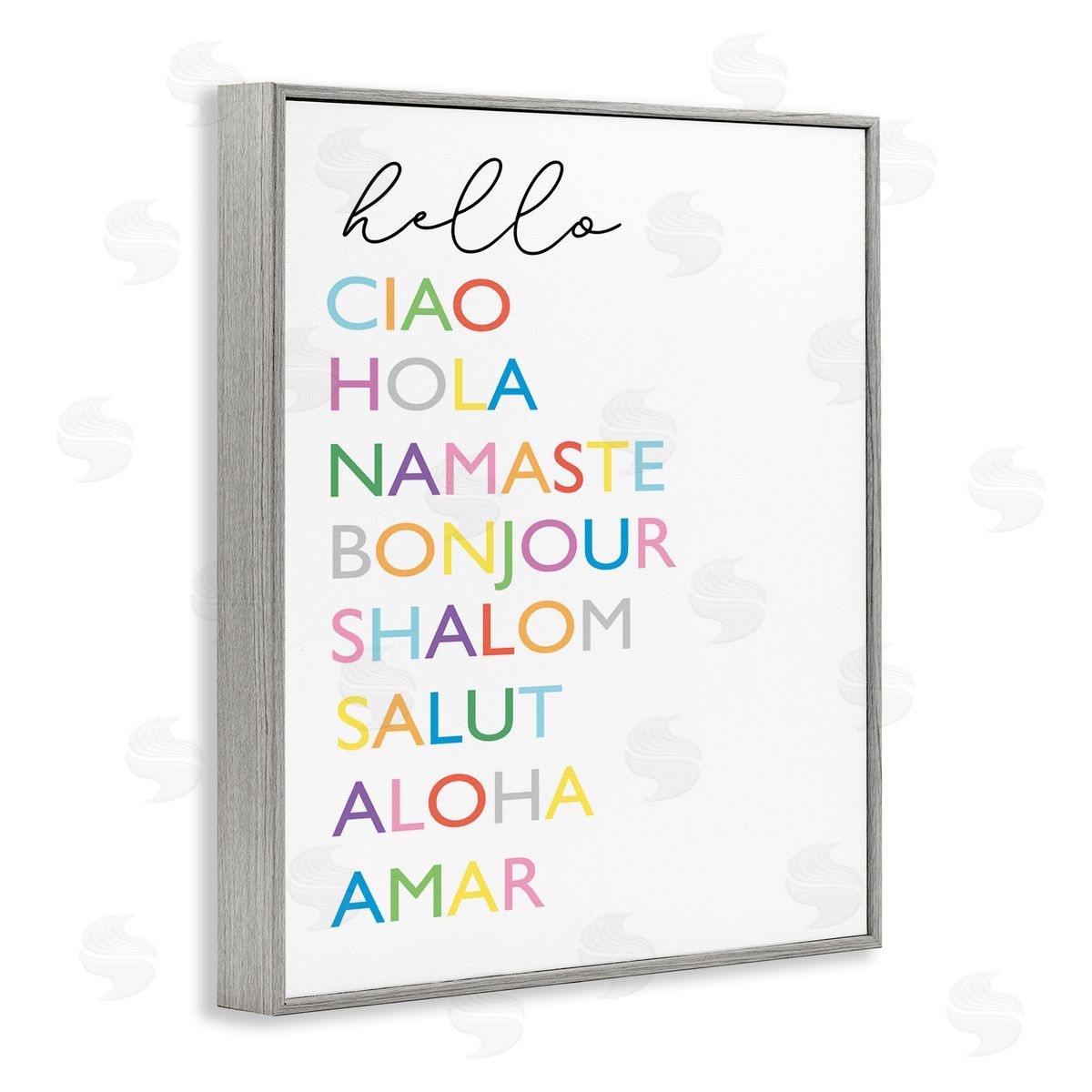 Elizabeth Tyndall Hello Ciao Hola Namaste Greetings Rainbow Typography
