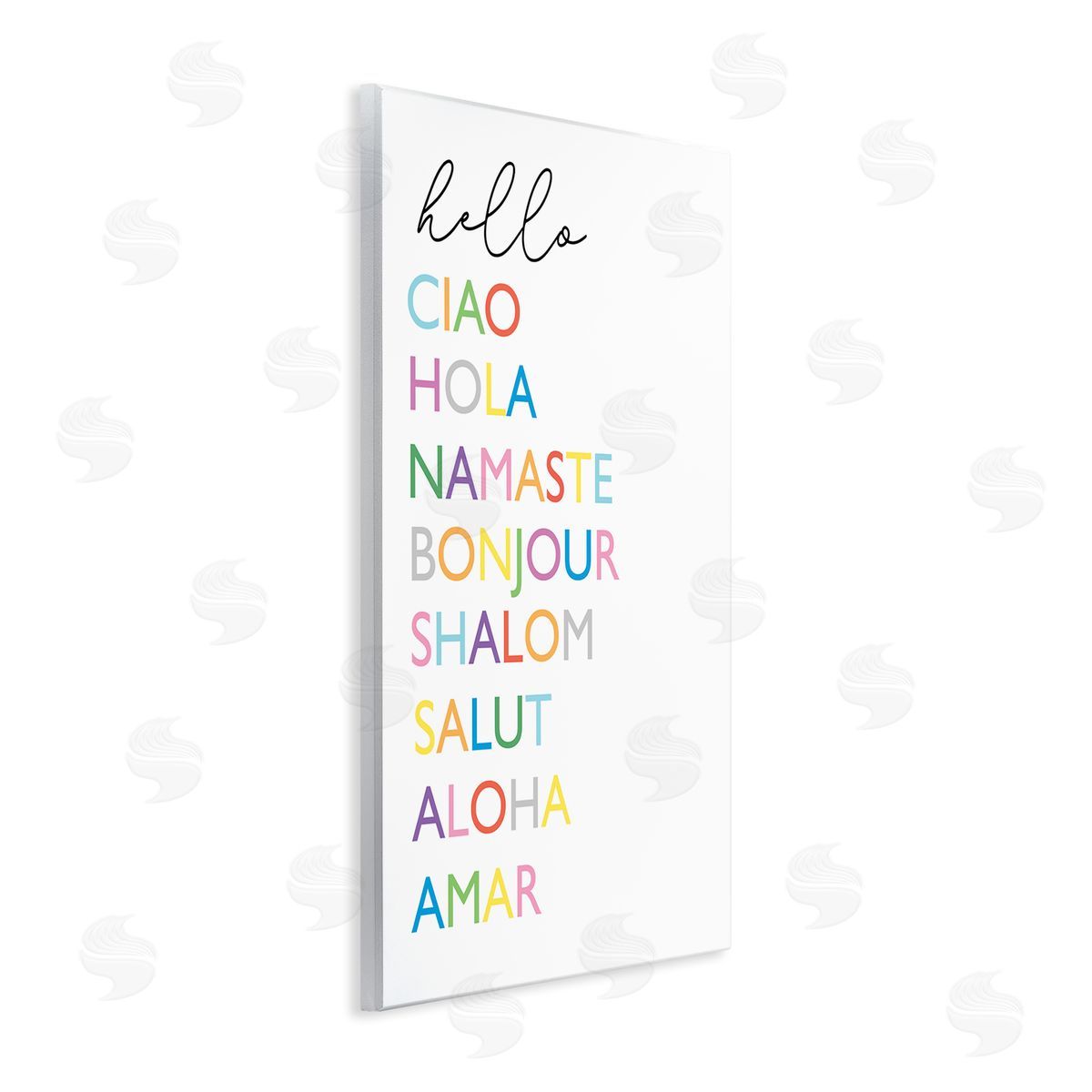 Elizabeth Tyndall Hello Ciao Hola Namaste Greetings Rainbow Typography