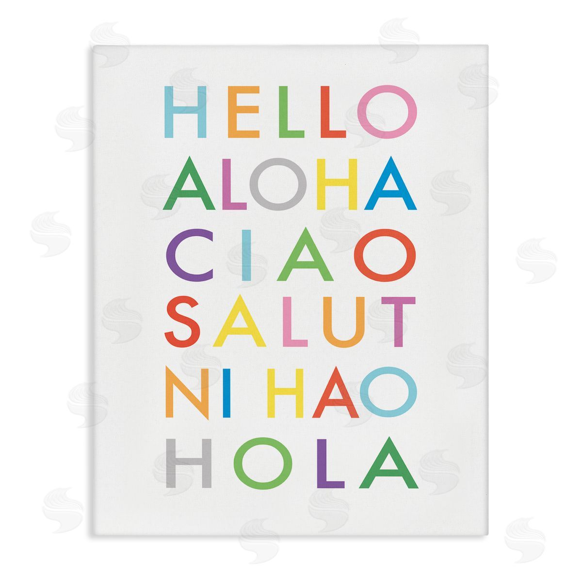 Elizabeth Tyndall Hello Aloha Ciao Salut Phrases Bold Rainbow Text